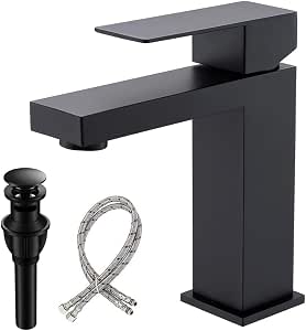 Grifo de Baño Negro Mate con Dren Emergente