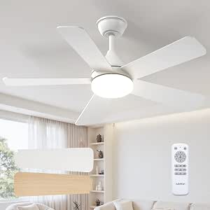 Addlon Ventilador de Techo Blanco con Luz
