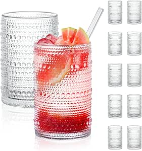 Vasos clásicos de vidrio con abalorio