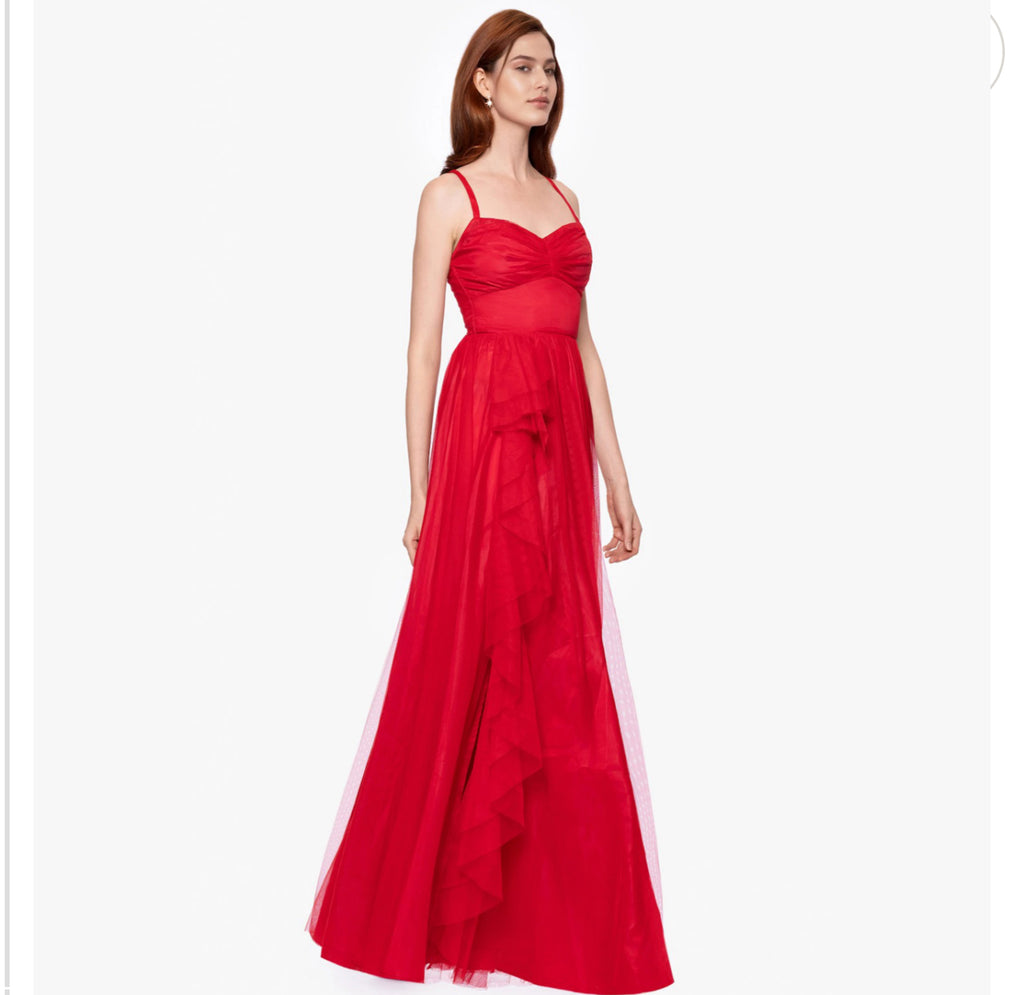 VESTIDO ROJO MESH CON ABERTURA EN PIERNA