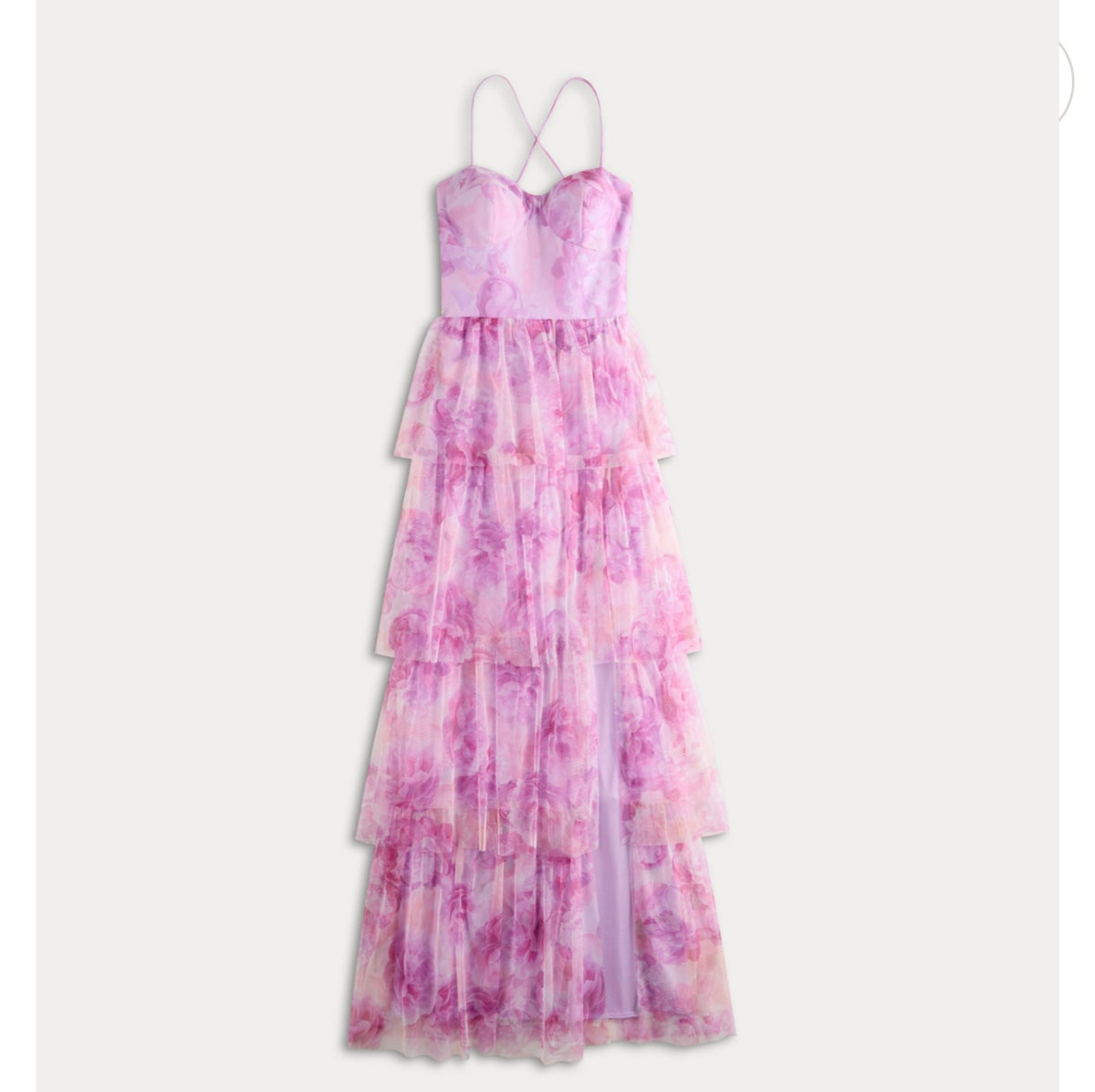 VESTIDO DE TUL ESTAMPADO ESCALONADO