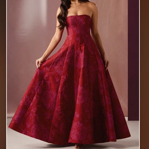 VESTIDO DE NOCHE ROJO INTENSO ROSA