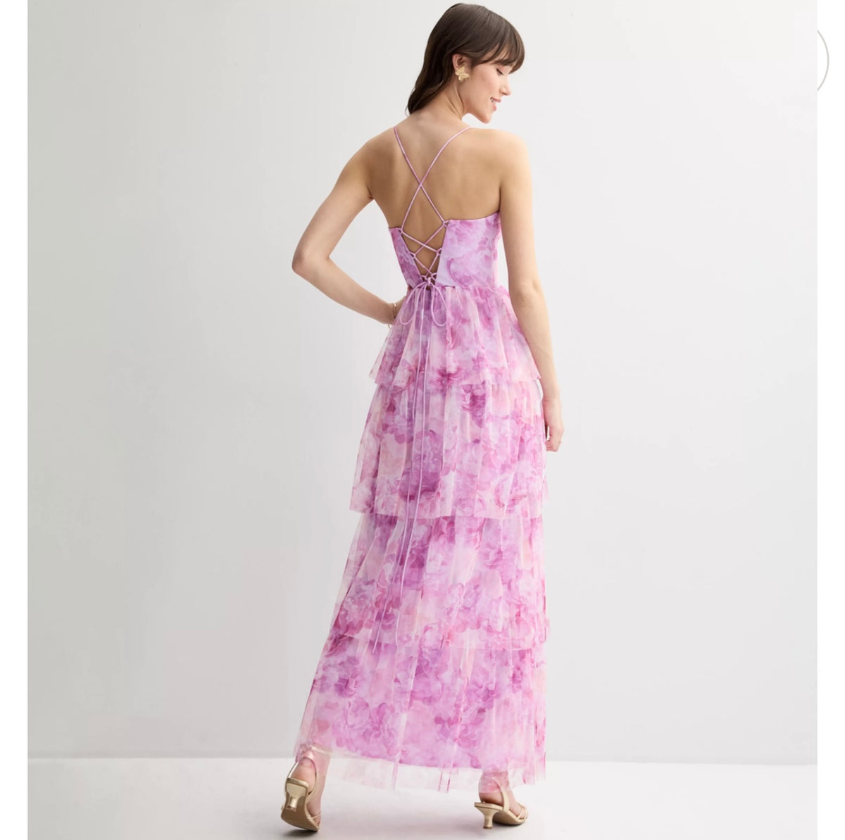 VESTIDO DE TUL ESTAMPADO ESCALONADO