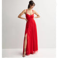 VESTIDO ROJO MESH CON ABERTURA EN PIERNA
