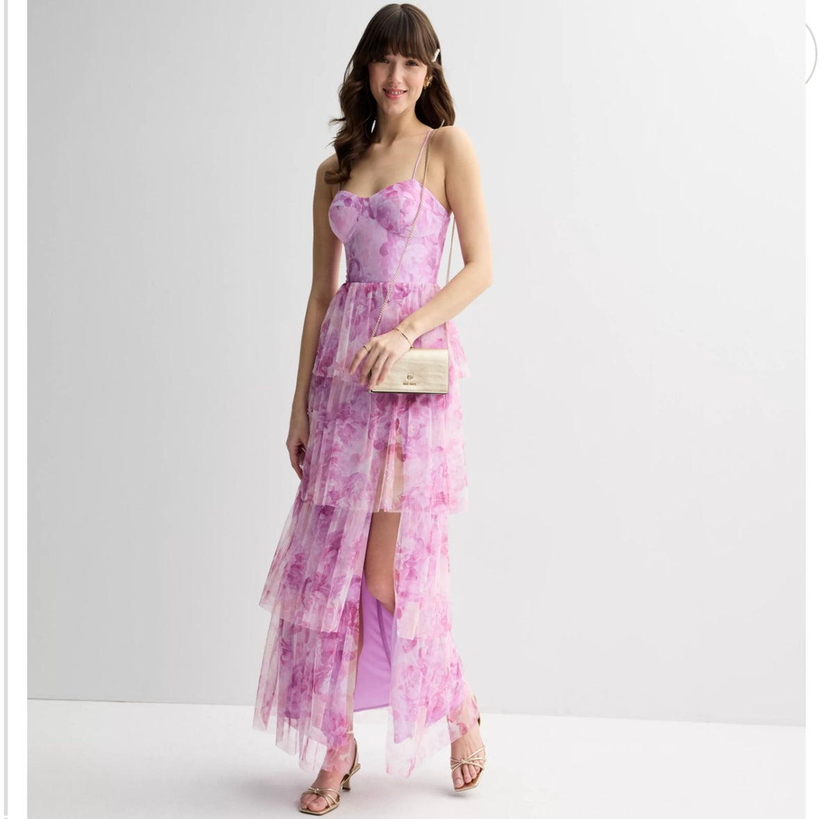 VESTIDO DE TUL ESTAMPADO ESCALONADO