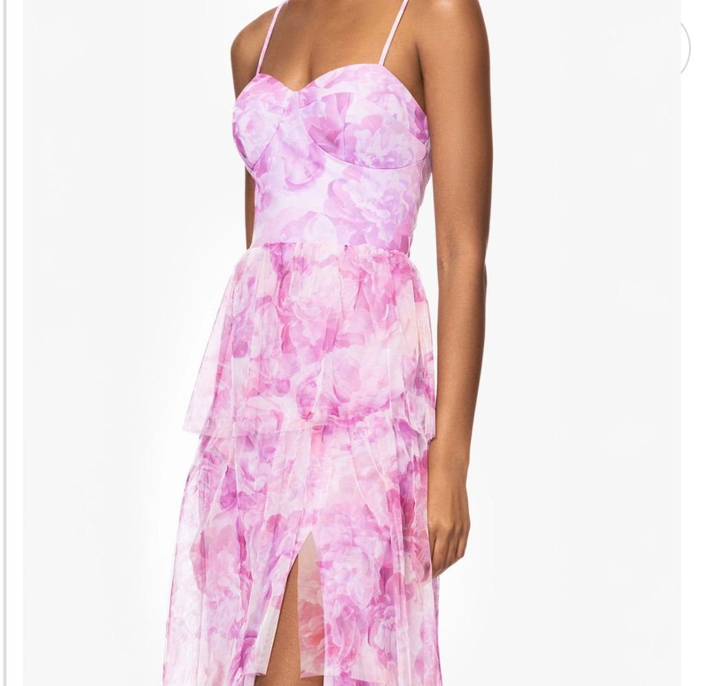 VESTIDO DE TUL ESTAMPADO ESCALONADO