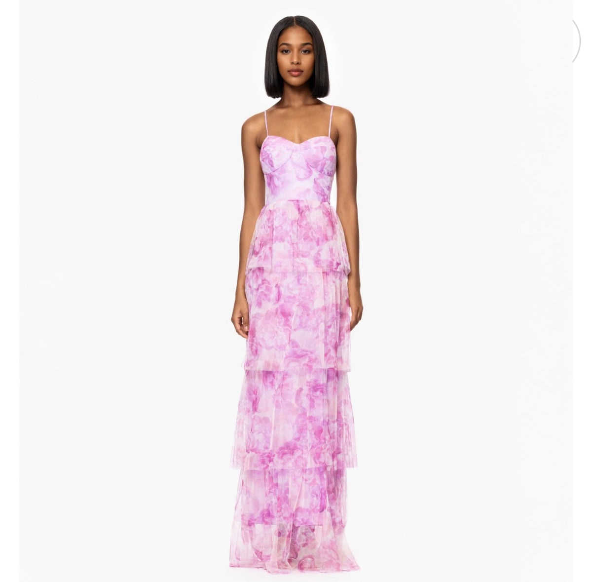 VESTIDO DE TUL ESTAMPADO ESCALONADO