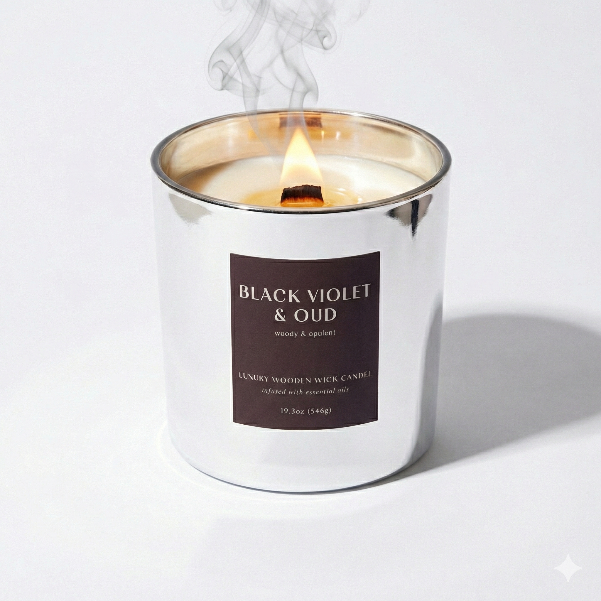 Vela de Lujo Black Violet & Oud con Mecha de Madera (19.3 oz)