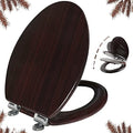 Asiento de inodoro alargado de madera