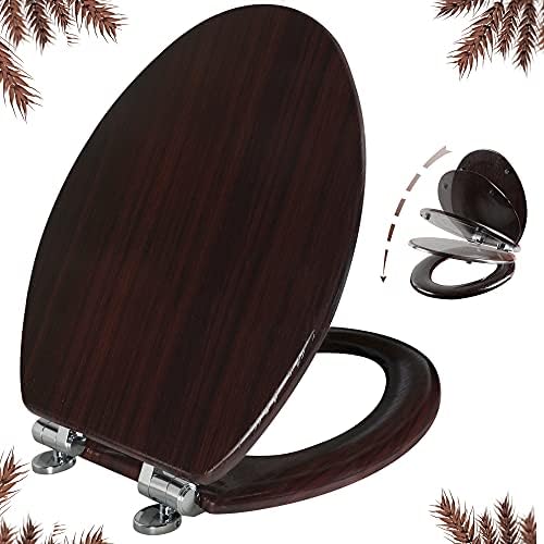 Asiento de inodoro alargado de madera