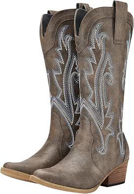 HISEA Botas vaqueras Rollda para mujer