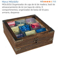 MOLIGOU Organizador de Té de Madera con Tapa de Vidrio