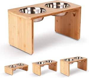 Cuencos Elevados de Bambú para Perros