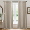 RYB HOME Cortinas de lino natural beige