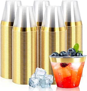 Byvivace Vasos de 9 onzas con borde dorado