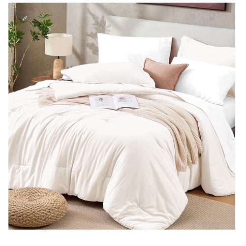 Sasttie Set de Edredón 7 Piezas Beige