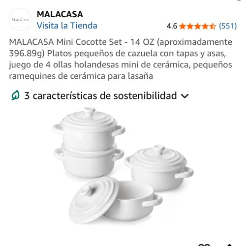 MALACASA Mini Cocotte Set 14 OZ